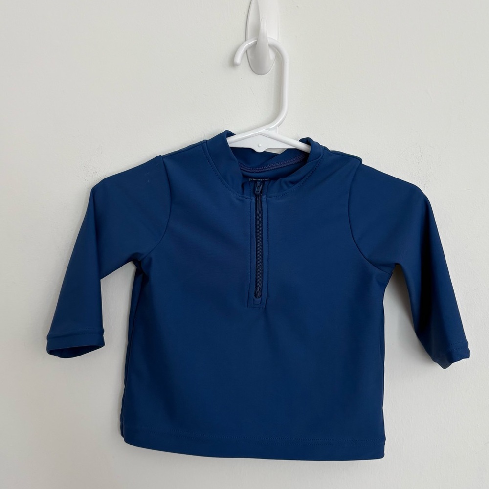 Primary Baby Kids Swim Top Rash Guard 0-3 Months Blue Swim Pool Summer UPF 50+ - Picture 4 of 11